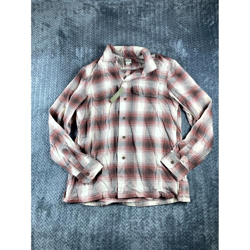 J.Crew Flannel Shirt Mens Medium Multicolor Plaid Cotton Side Slit Button Up